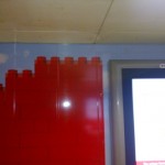 Detail of the red building blocks theme