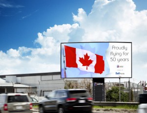 Mock-up of Astral's Canadian flag's 50th anniversary campaign